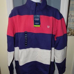 CHAPS Striped Classic-Fit Quarter-Zip Fleece